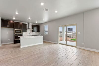 Island Kitchen counter, open living area